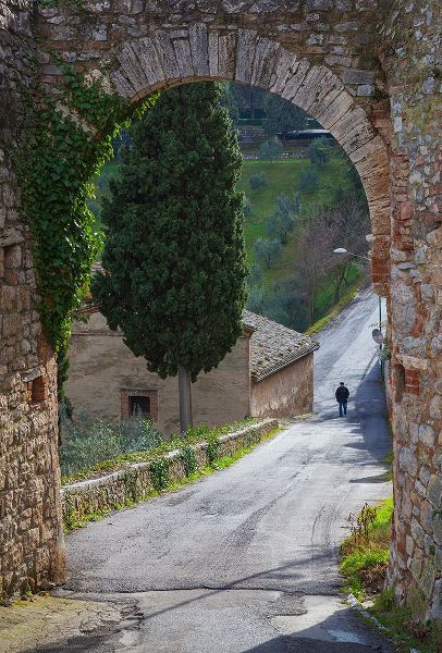 Jaynes Gallery 아티스트의 Europe-Italy-Tuscany-Val d Orcia-Lone person walking on rural road작품입니다.